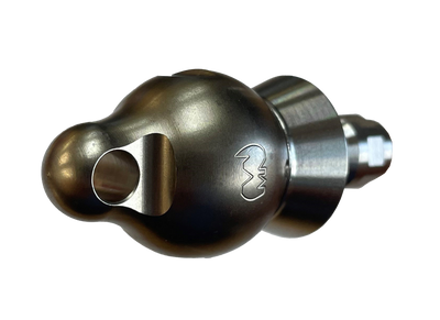 Wrecking Ball Thruster Nozzle 1/4" with QR-C one piece stainless steel skirt for drain cleaning